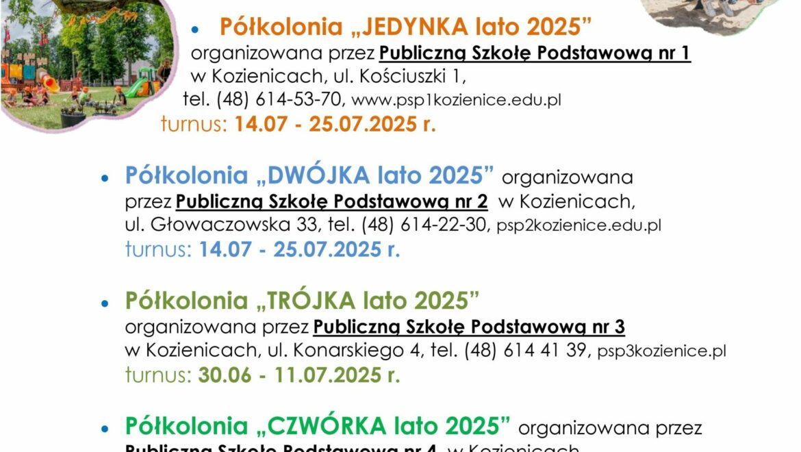 Zapisy na półkolonie – „LETNI CHILLOUT Z JEDYNKĄ 2025”