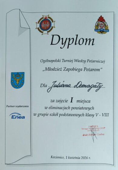 Eliminacje Ogólnopolskiego Turnieju Wiedzy Pożarniczej „Młodzież zapobiega pożarom”