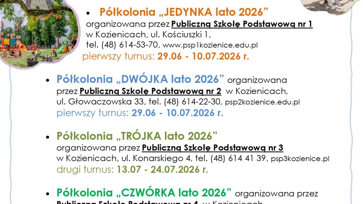 PÓŁKOLONIE – „ LETNI CHILLOUT Z JEDYNKĄ 2026”