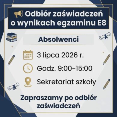📢 Informacja dla Absolwentów klas VIII i Rodziców